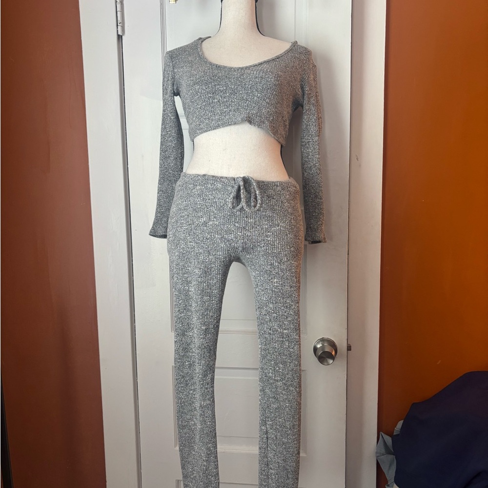 Fashion Nova Gray Knit Pajama Set